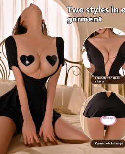 Manyan sexy lingerie deep v beautiful back umbrella shaped one outfit, two outfits hot nightclub flowing gold nightgown 100082
