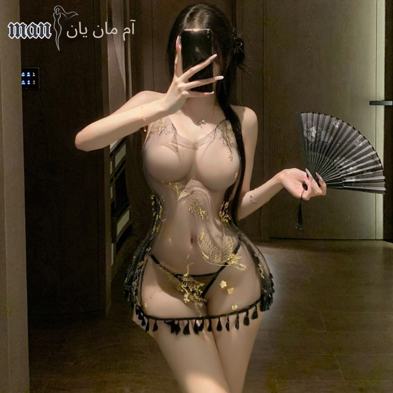 ⁦رجل مثير ملابس داخلية نسائية جنسي الرقبة شنقا حزام منظور تنورة النوم التعادل مع فتحة جميلة مرة أخرى لينة غزل تنورة 100596⁩ - الصورة ⁦9⁩