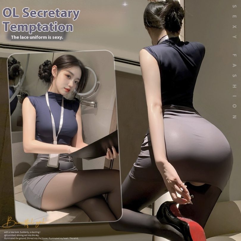Manyan sexy lingerie, female sexy tight fitting, pure desire, secretary, professional uniform, hip hugging skirt, nightgown