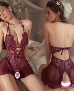 Sexy man sexy beauty lingerie back hanging neck open front split lace bra sleeping dress