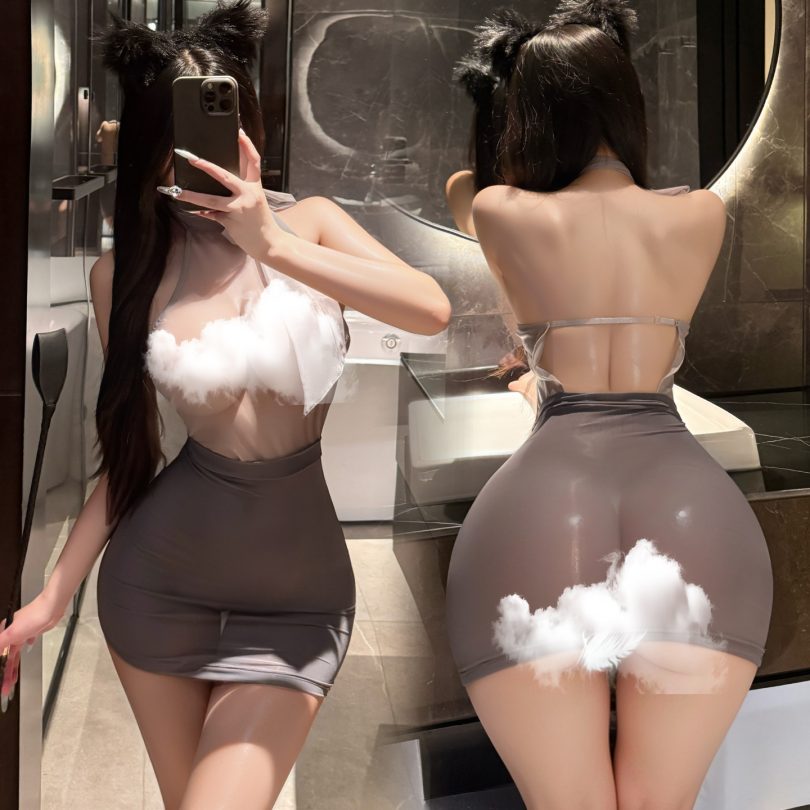 曼烟情趣内衣女性感透视紧身包臀裙睡裙丝带美背秘书制服100519 - 图片 2