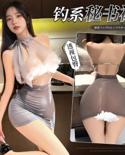 曼烟情趣内衣女性感透视紧身包臀裙睡裙丝带美背秘书制服100519