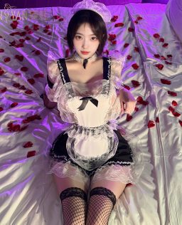 曼烟情趣内衣女性感花边蕾丝交叉绑带睡裙系带温柔女仆制服100668