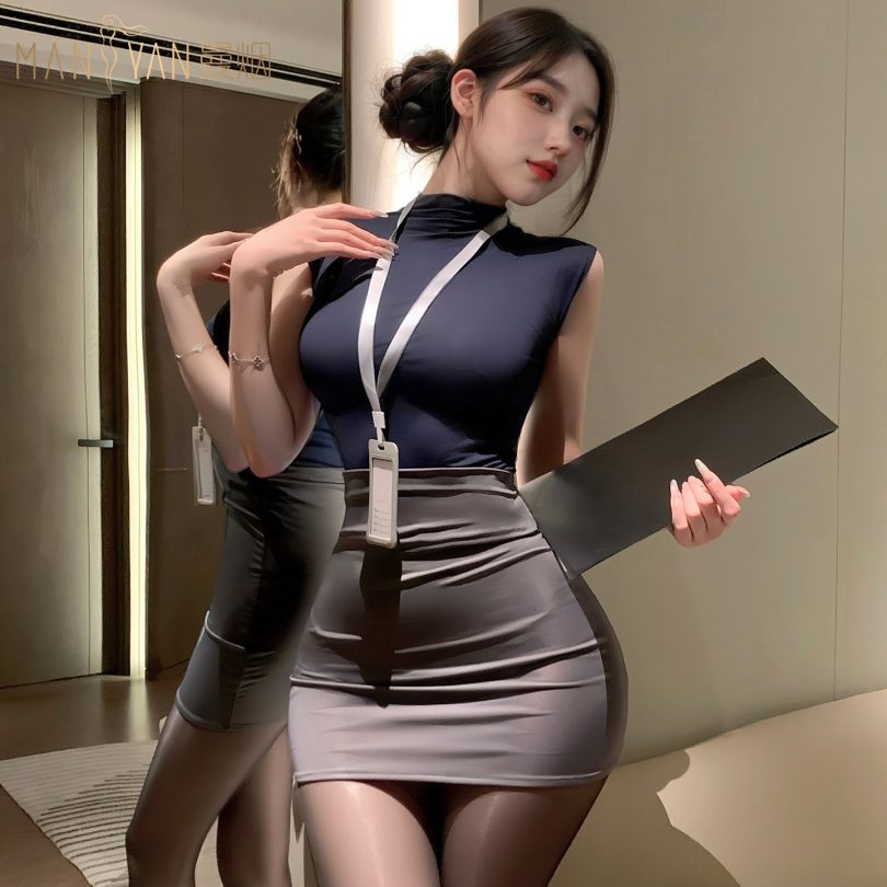 曼烟情趣内衣女性感紧身分体纯欲系秘书职业制服包臀裙睡裙100524 - 图片 3