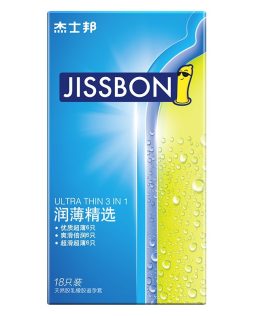 杰士邦润薄三合一18只装避孕套情趣夫妻房事套